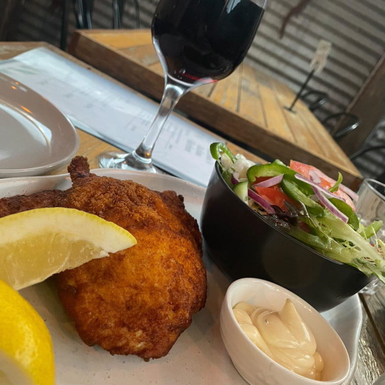 Chicken Snitzel served with your choice of salad